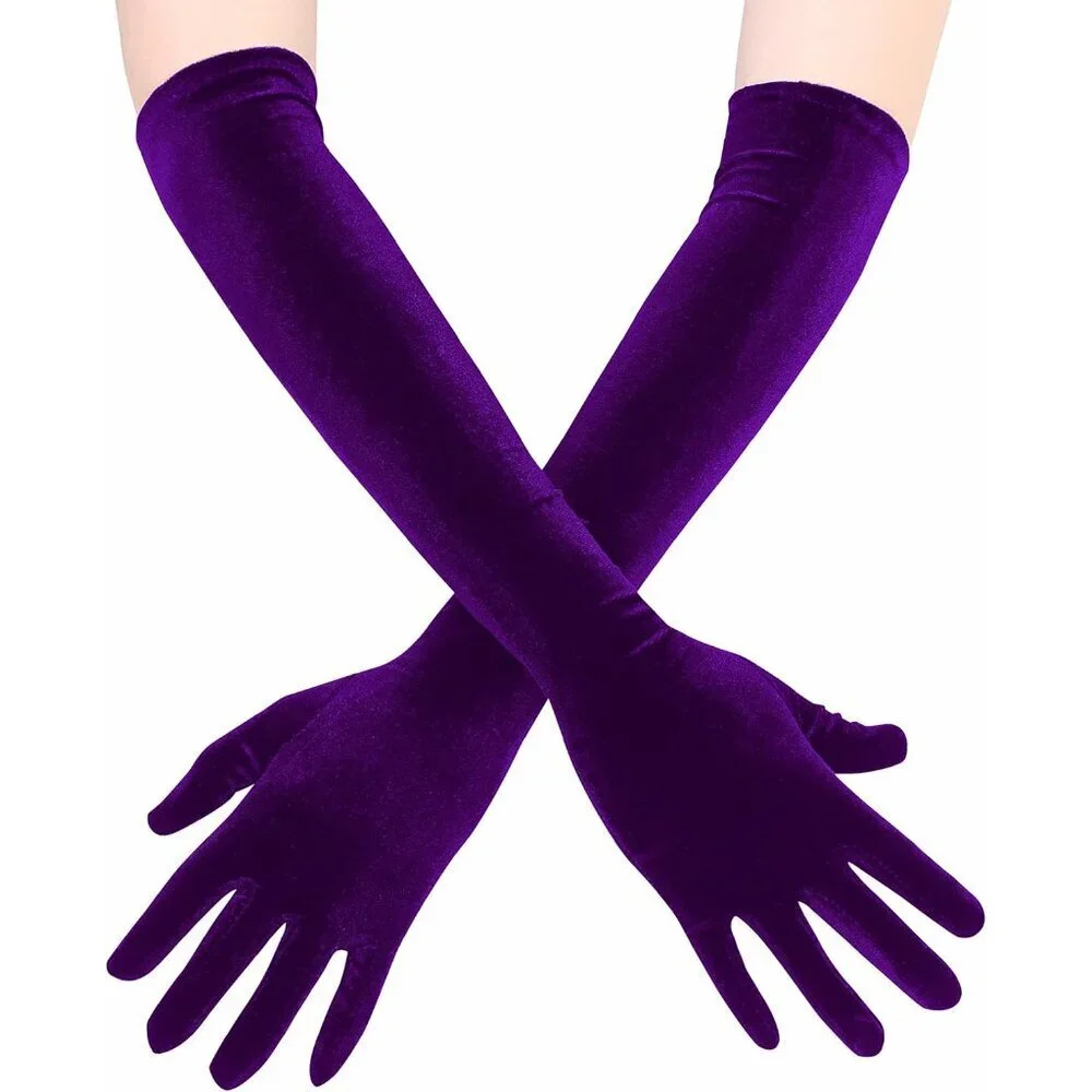 Velvet Opera Gloves Women's Vintage Flapper Elbow Length Halloween Costume